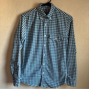 J. Crew Men's Blue and White Checkered Shirt Slim fit XS